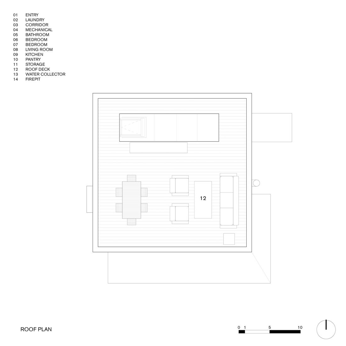 Plano de segunda planta. Casa White Rock por Omar Gandhi Architects.