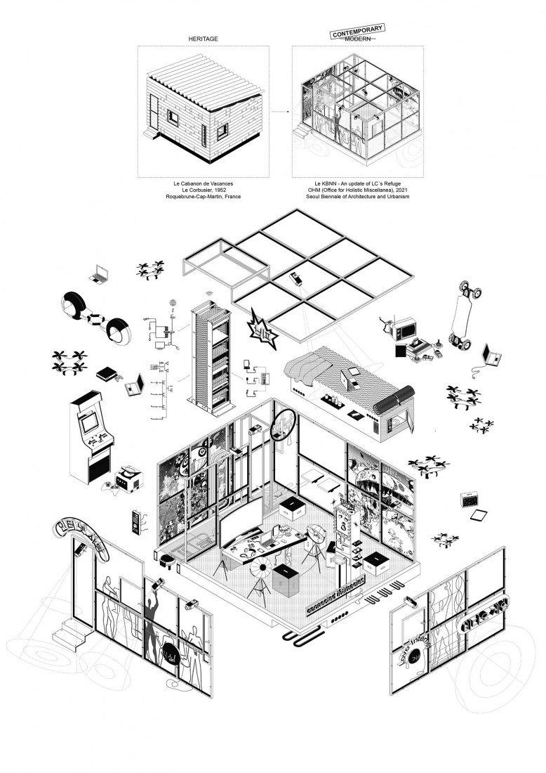 Exploited axonometry. Le KBNN: an update of Le Corbusier´s refuge by OHM. 