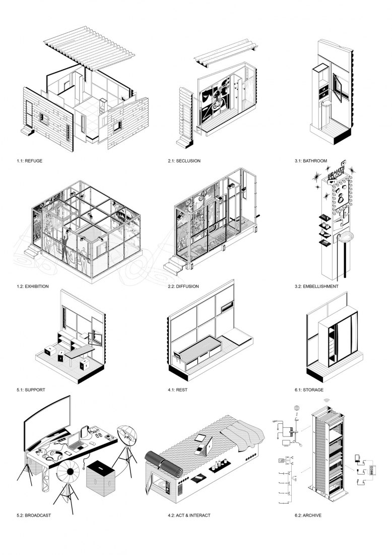 Possible axonometric modules. Le KBNN: an update of Le Corbusier´s refuge by OHM. 