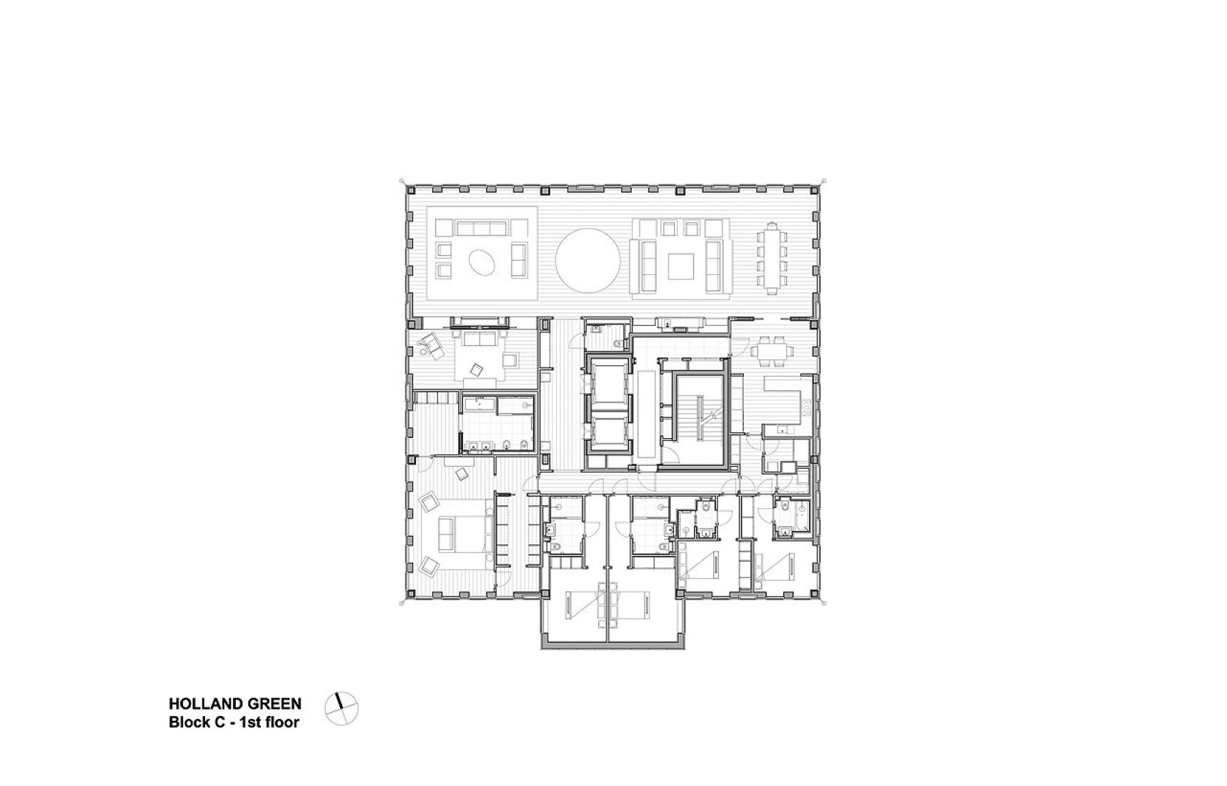 Apartamentos en planta baja. Viviendas del Instituto de la Commonwealth por OMA y Allies & Morrison.