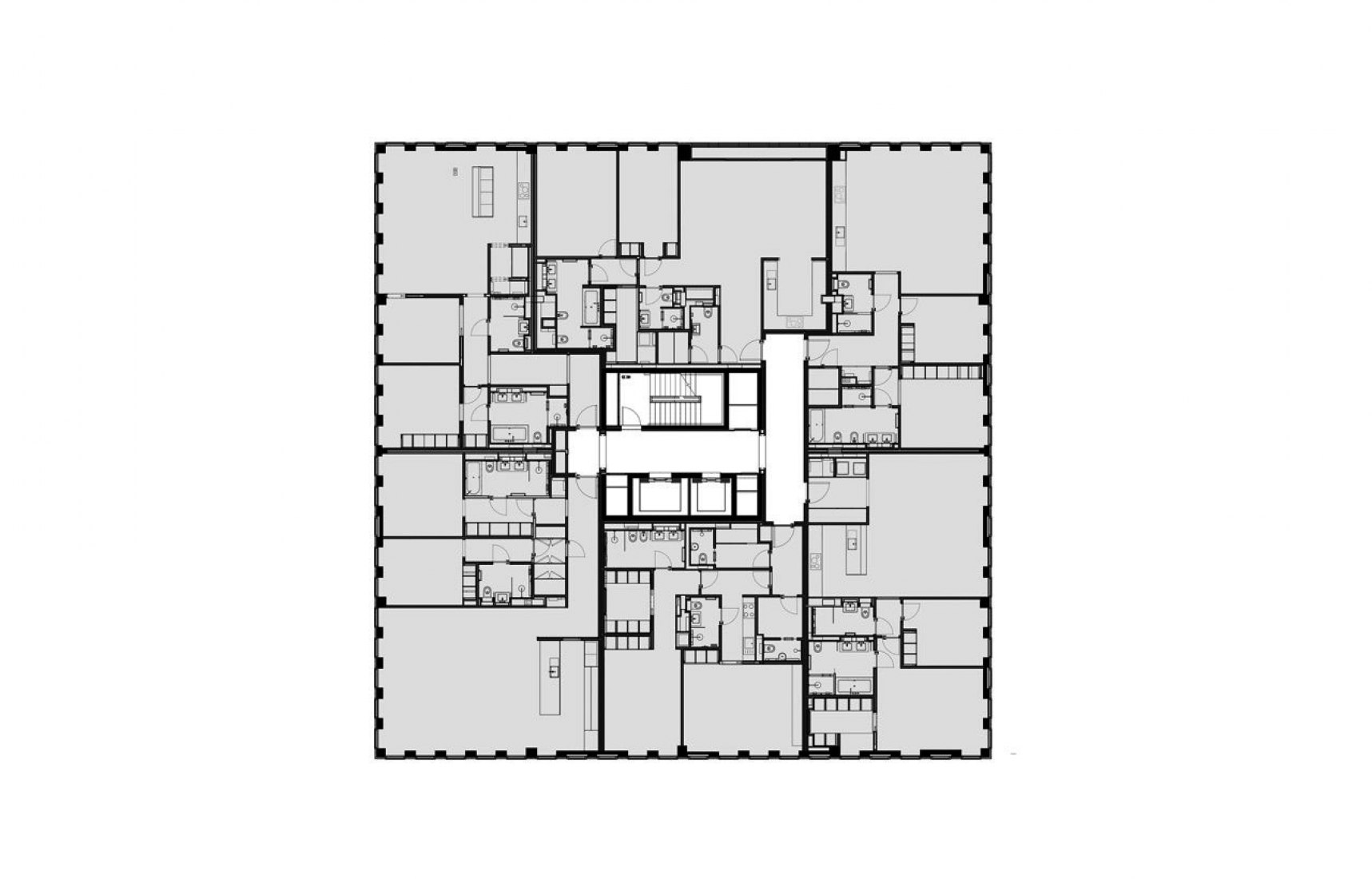 Apartamentos en planta baja. Viviendas del Instituto de la Commonwealth por OMA y Allies & Morrison.