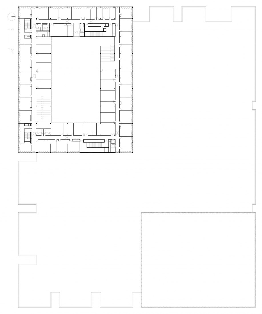 Plano de planta nivel 4. Nueva Escuela de Ingeniería de CentraleSupélec por OMA.