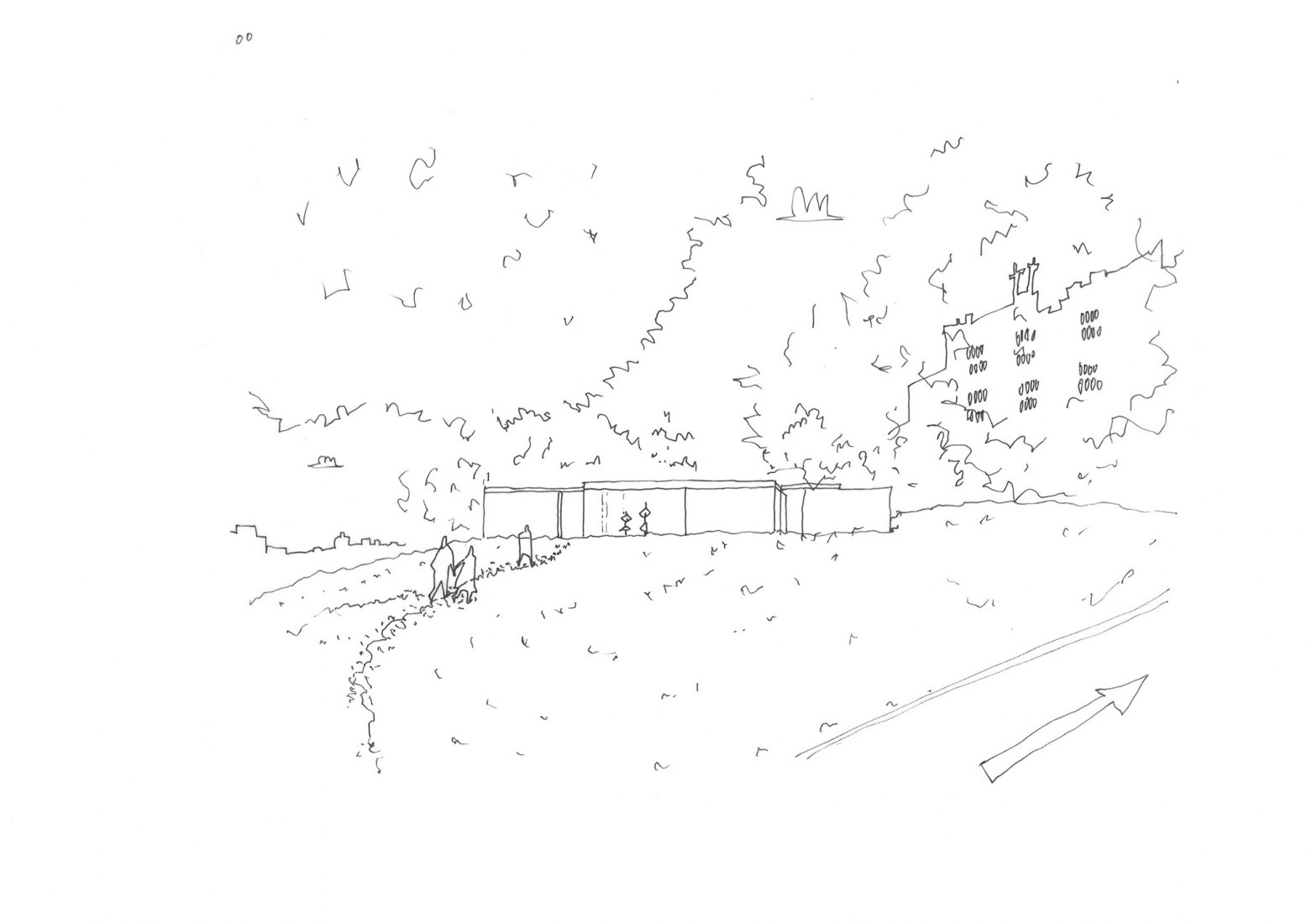Sketch. Maggie's Centre, Gartnavel Hospital, by OMA.