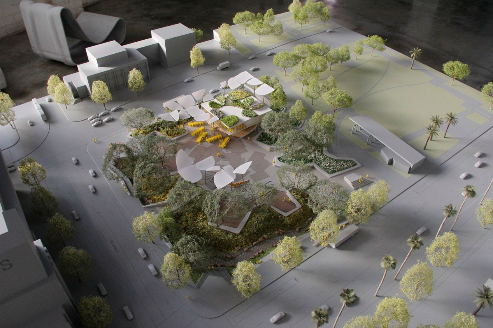 Maqueta del nuevo “FAB Park” en LA por MLA, OMA y IDEO. Imagen cortesía de OMA.
