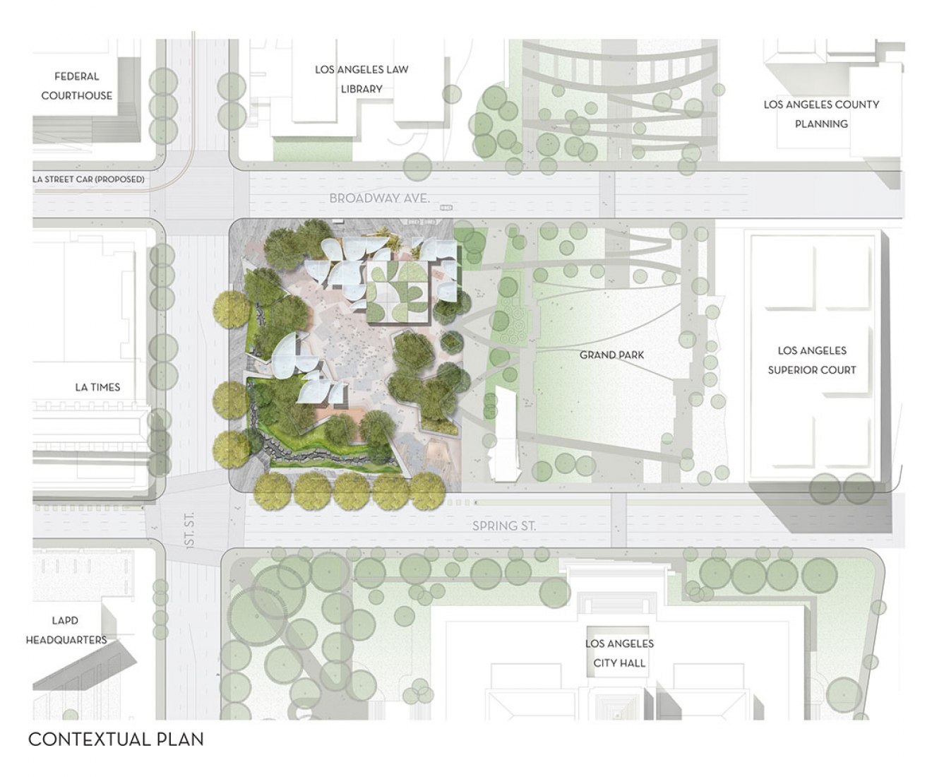 Plano de situación del nuevo “FAB Park” en LA por MLA, OMA y IDEO. Imagen cortesía de OMA.