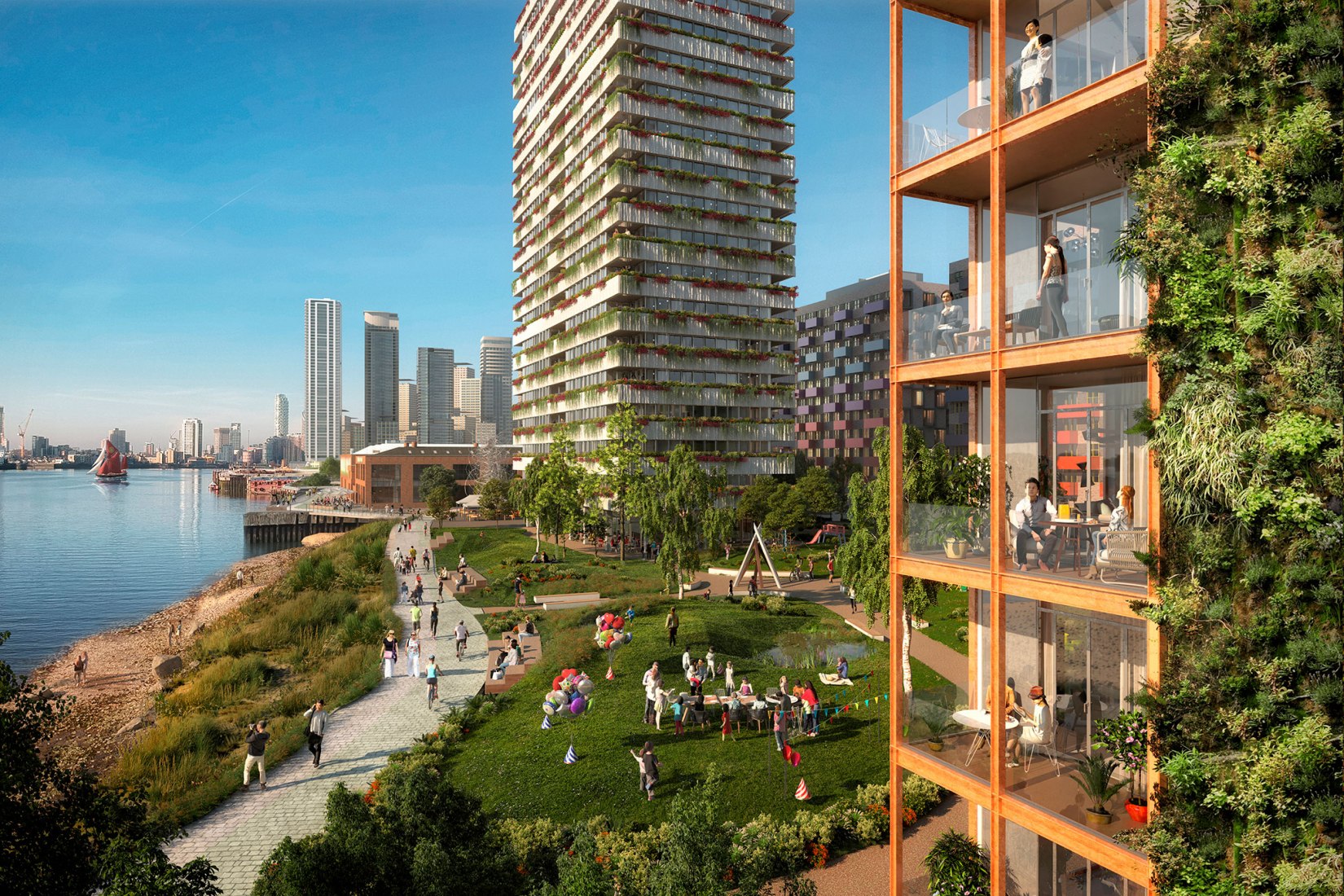 Masterplan for Morden Wharf by OMA/Reiner De Graaf. Image by Pixelflakes, Courtesy of OMA