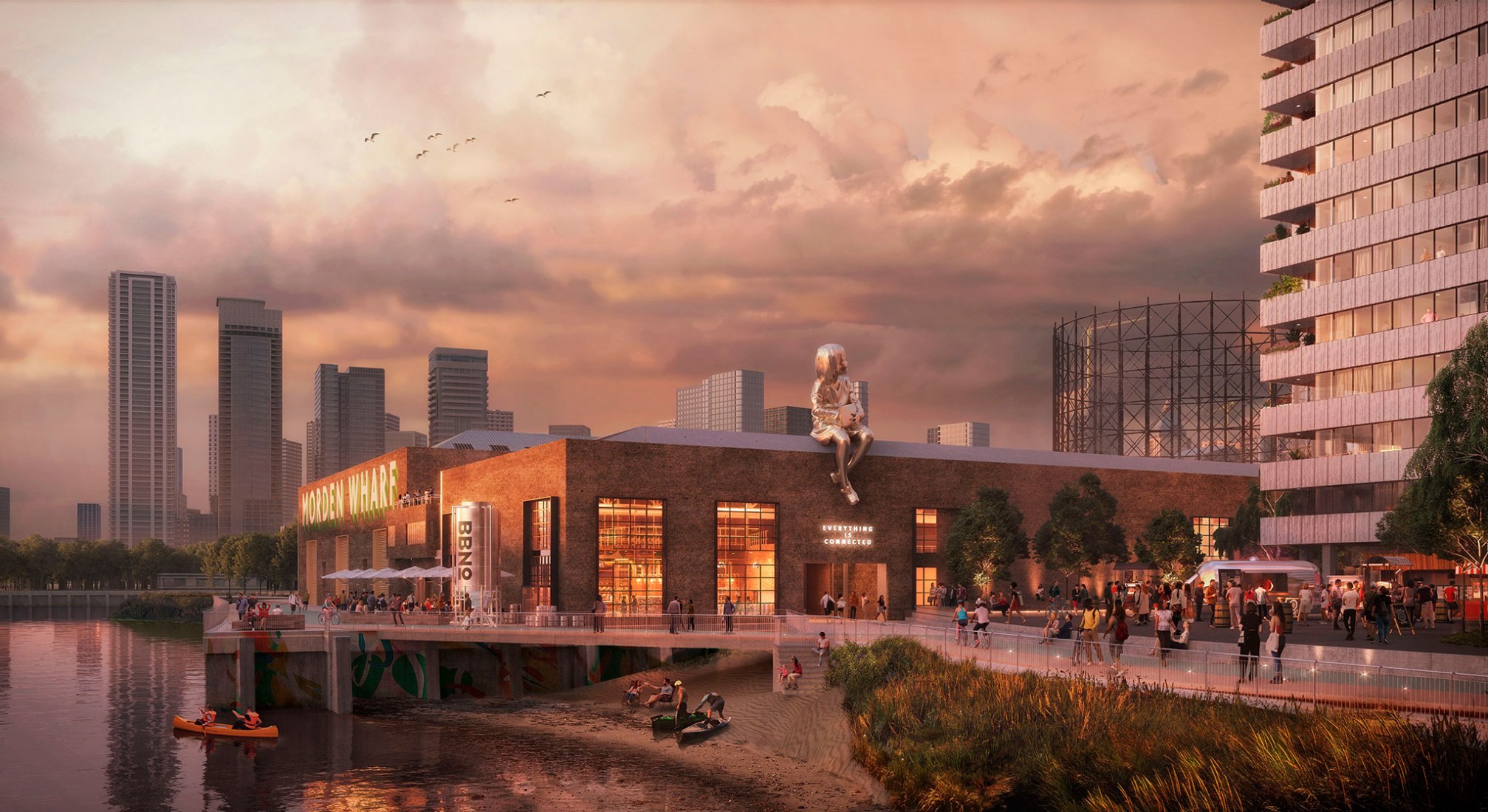 Masterplan for Morden Wharf by OMA/Reiner De Graaf. Image by Pixelflakes, Courtesy of OMA