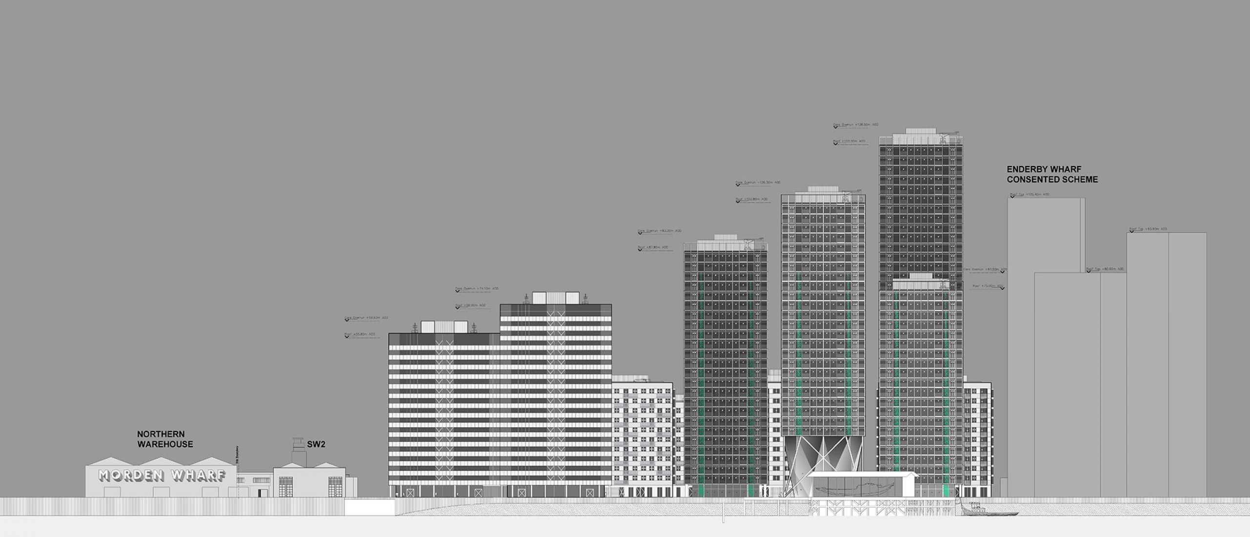 Masterplan for Morden Wharf by OMA/Reiner De Graaf. Image by Pixelflakes, Courtesy of OMA