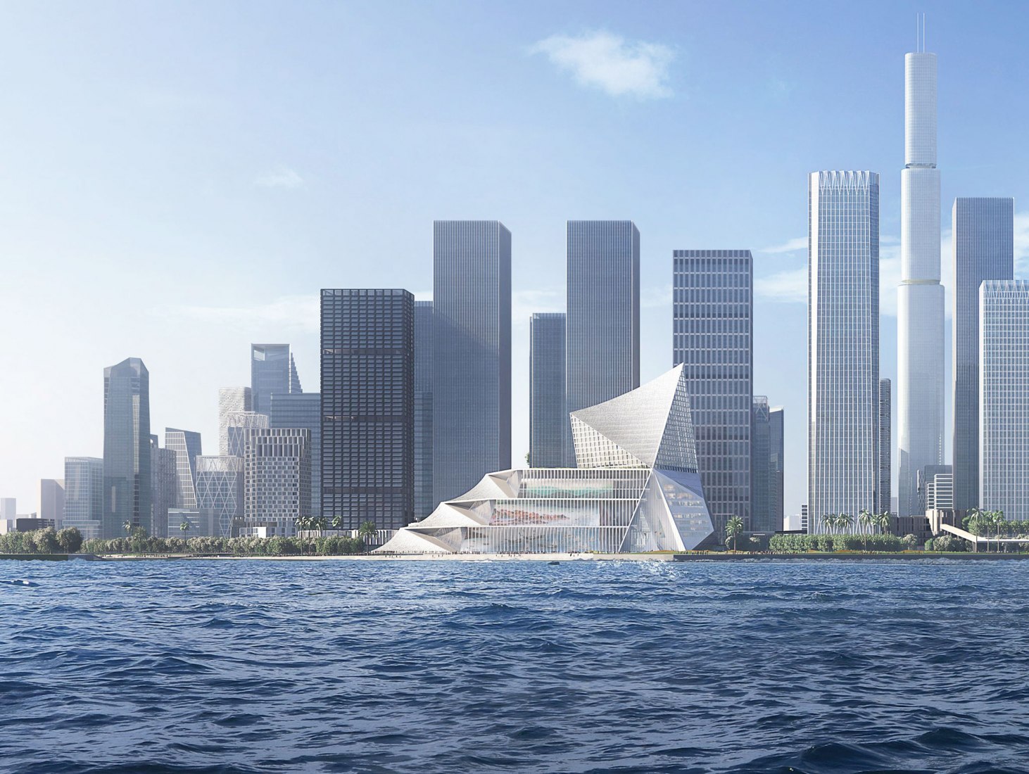 Qianhai International Financial Exchange Center in Shenzhen by OMA. Image courtesy of OMA