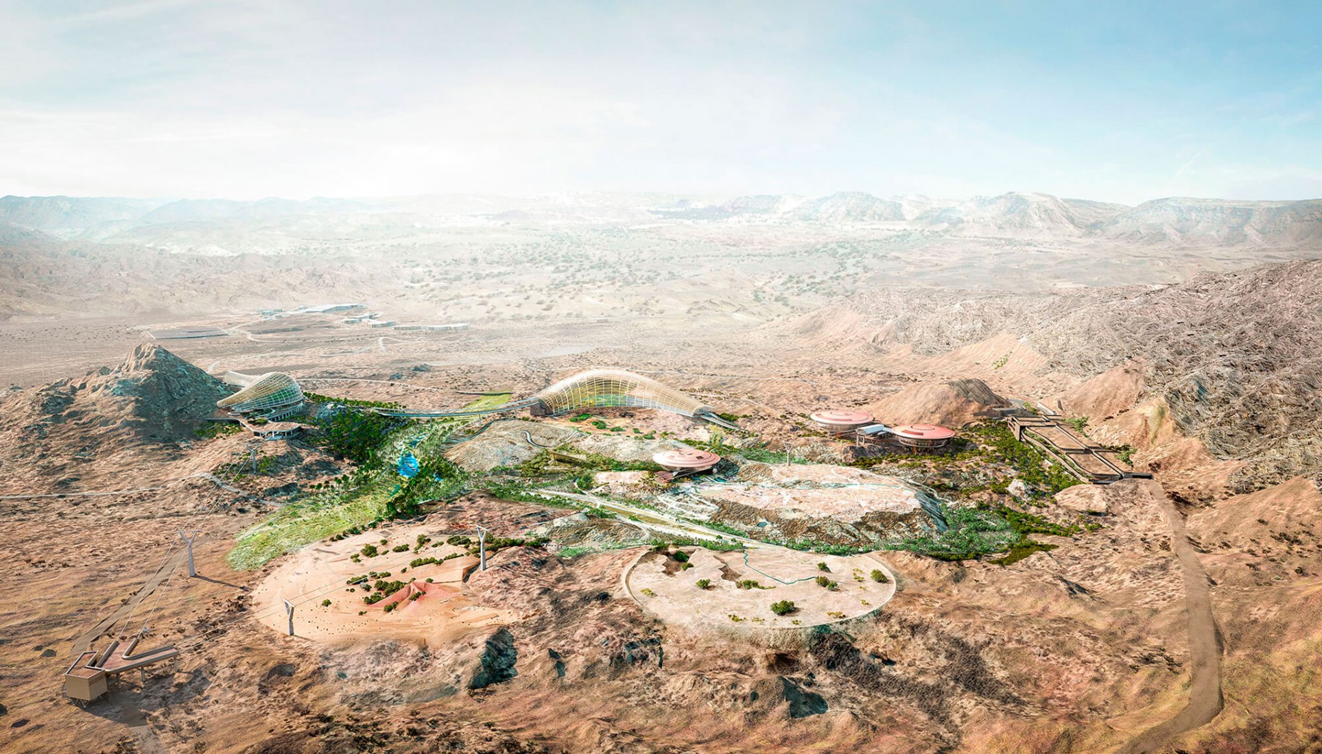 Rendering. Oman Botanic Garden, by Grimshaw Architects