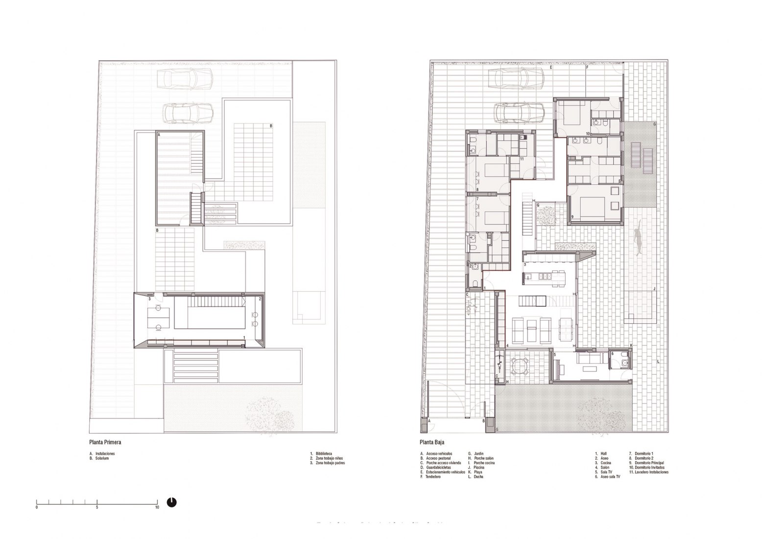 Planta primera y planta baja. Casa PSM por OOOA Arquitectos