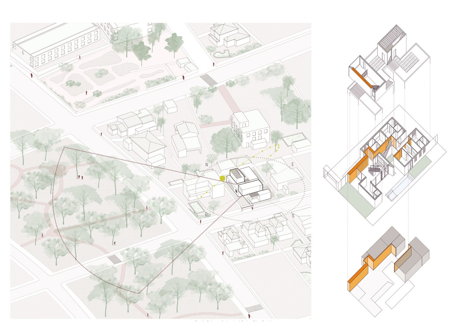 Axonométrica. Casa PSM por OOOA Arquitectos