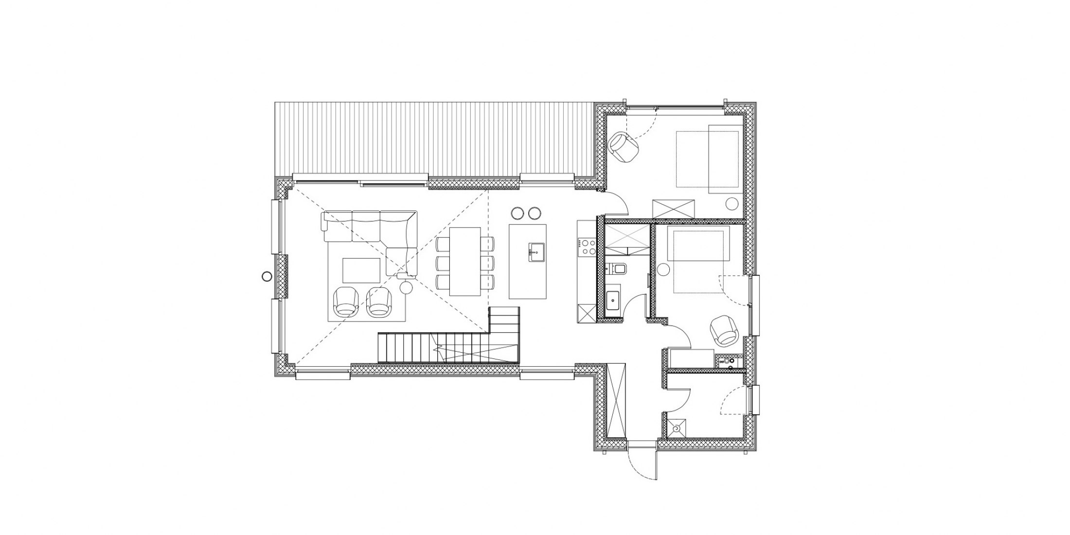 Plano de planta baja. Casa de vacaciones Ziemeļi por Open AD.