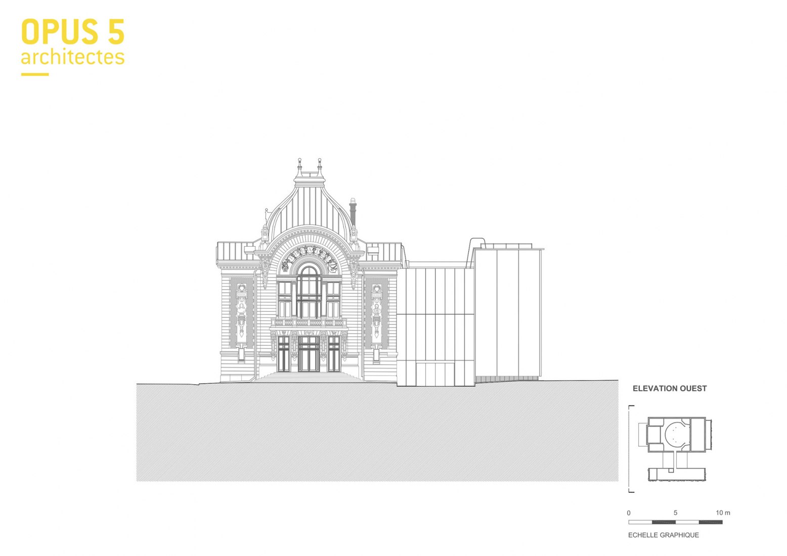 Elevation west. Théâtre d’Evreux by OPUS 5 architectes