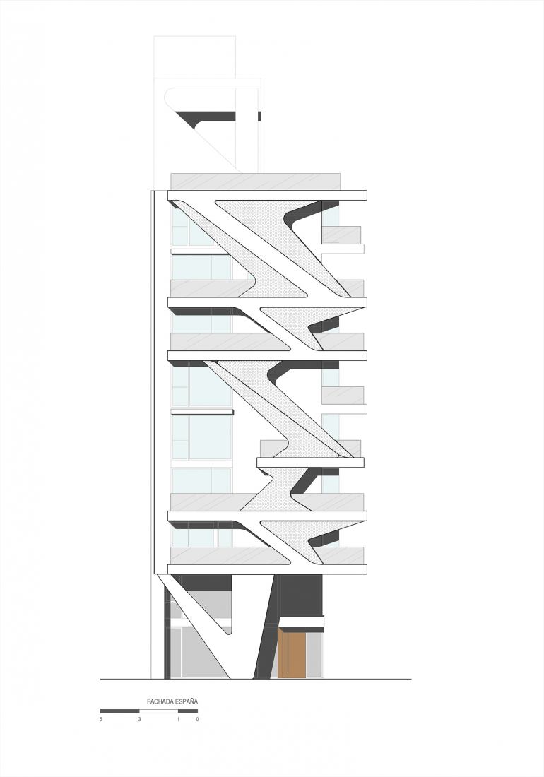 Alzado calle España. ORGANIC por Brigati Polak Arquitectos.