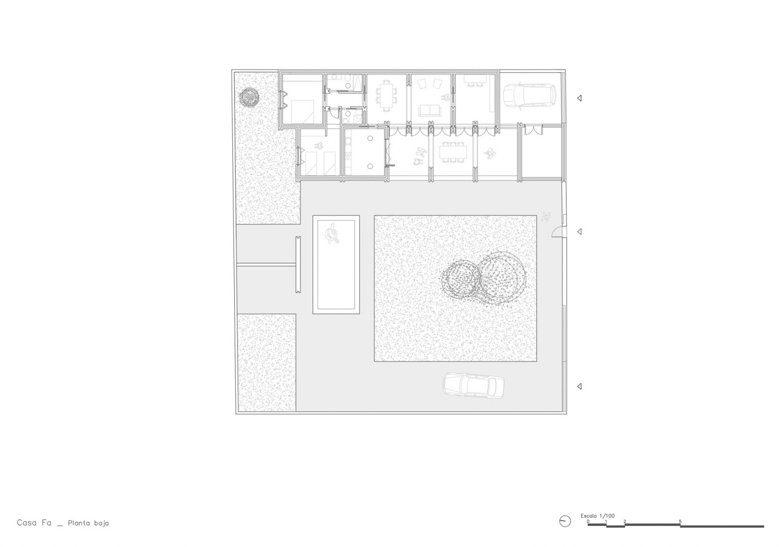 Plano de planta baja general. Casa Fa por Óscar Miguel Ares Álvarez.