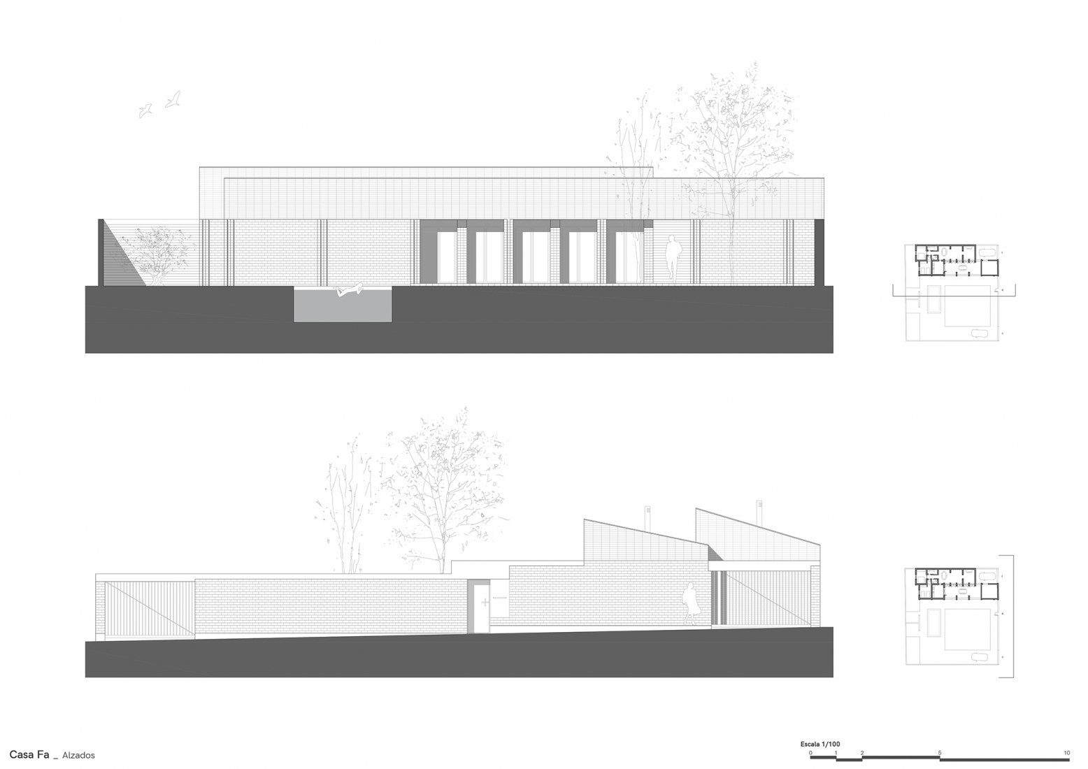 Alzados. Casa Fa por Óscar Miguel Ares Álvarez.