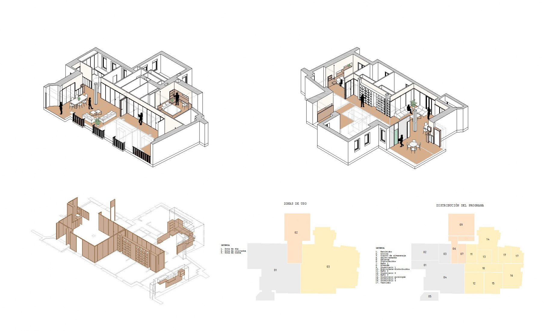 Axonométrica y programa. La casa de Victoria por Óscar Miguel Ares.