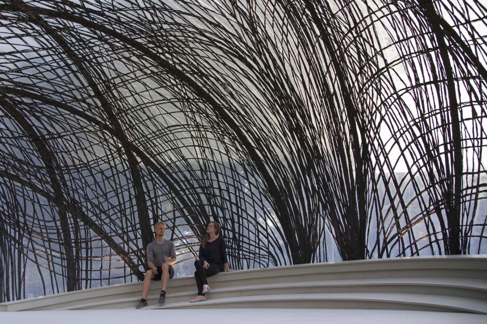 Inside view. ICD/ITKE Research Pavillion 2014-15. Image courtesy of Institute for Computational Design (ICD).