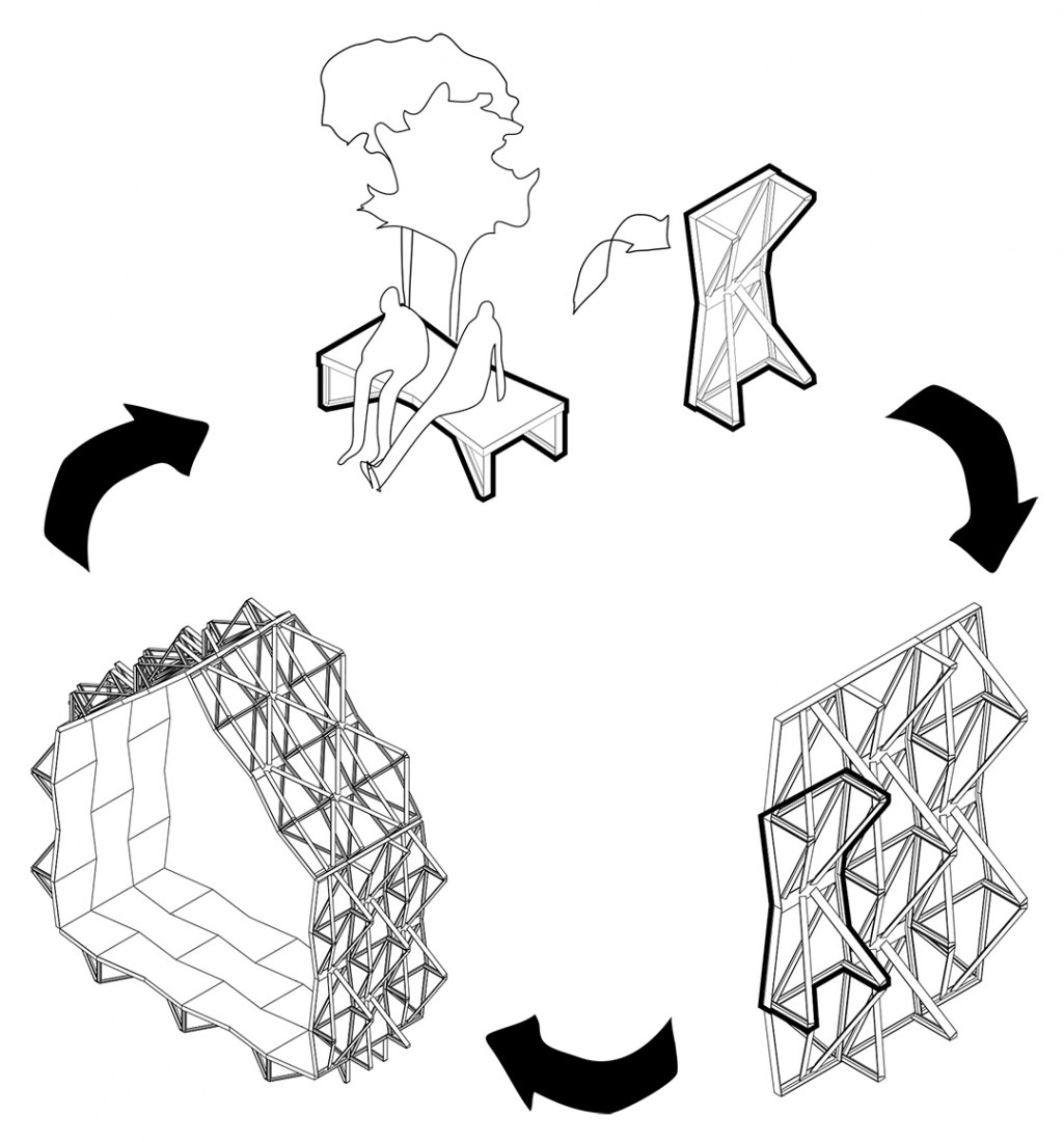 Diagrama del sistema del pabellón. AYER DIJISTE MAÑANA por Zuloark. Imagen cortesía de Zuloark