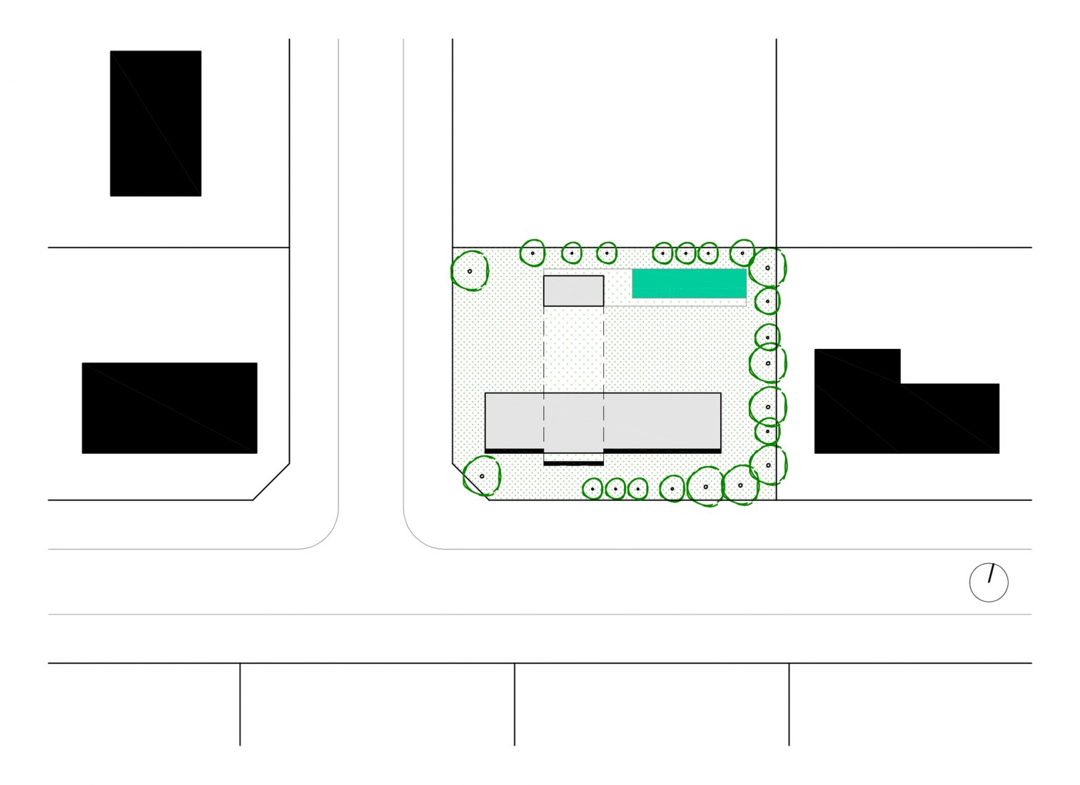 Plano de situación en parcela. Casa KM por Pablo Gagliardo.