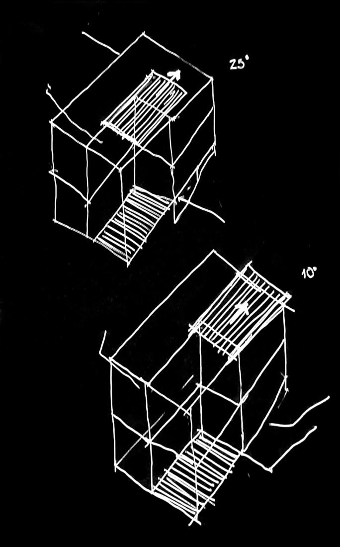 Croquis techo móvil. Casa Solar por Pablo Senmartin Arquitectos. 
