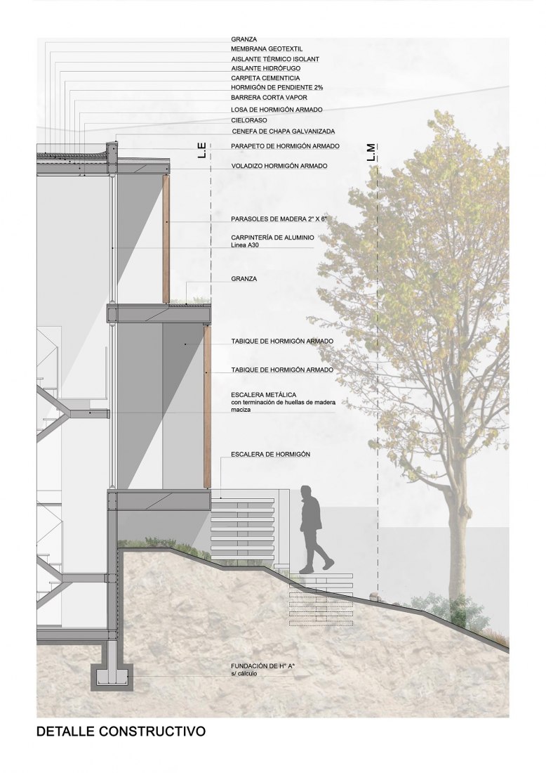 Detalle constructivo. Casa en El Rodeo por Pablo Senmartin Arquitectos. 