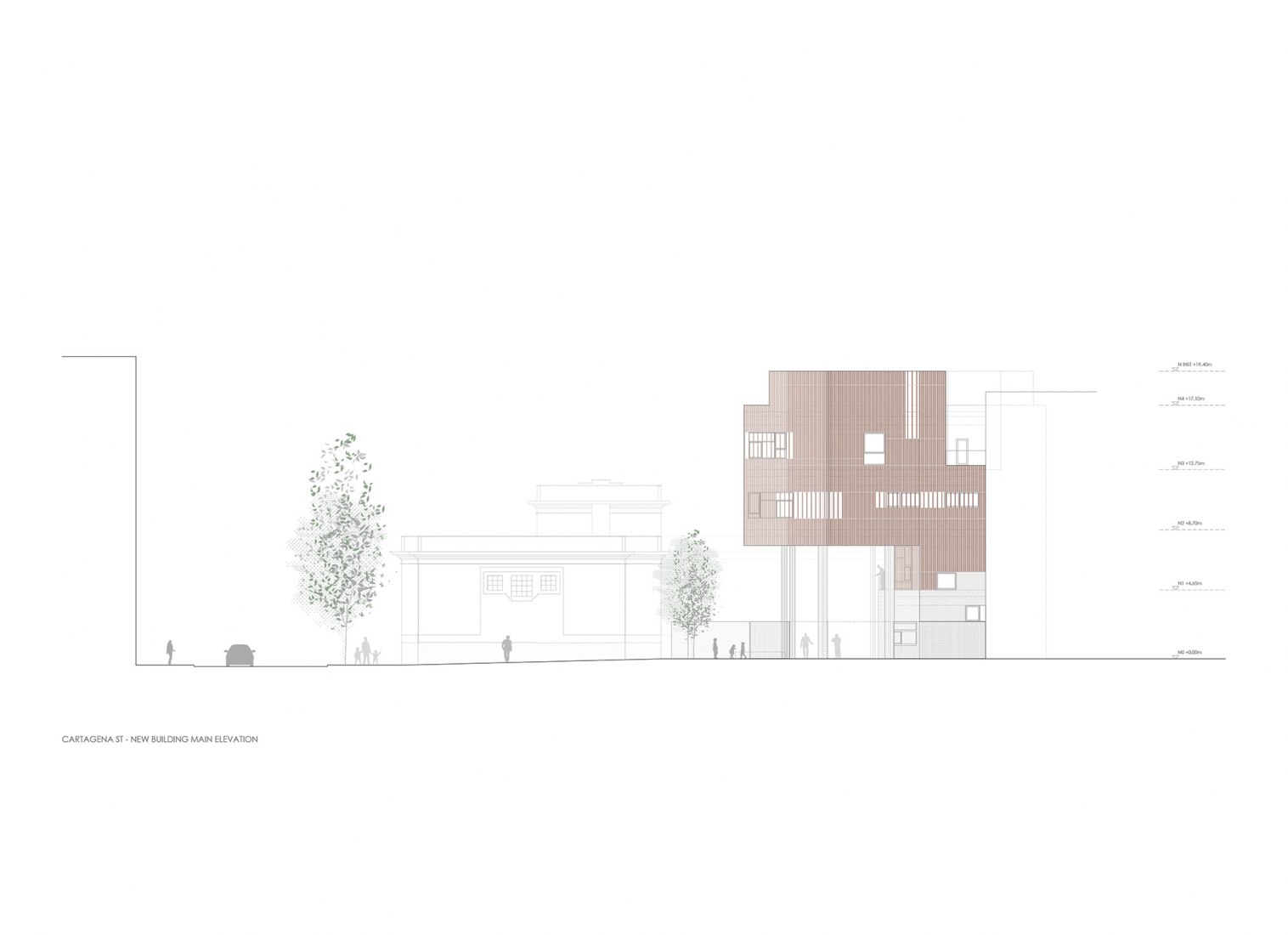 Alzado. Centro Cultural Buenavista por Padilla Nicás Arquitectos + Mariluz Sánchez Moral.
