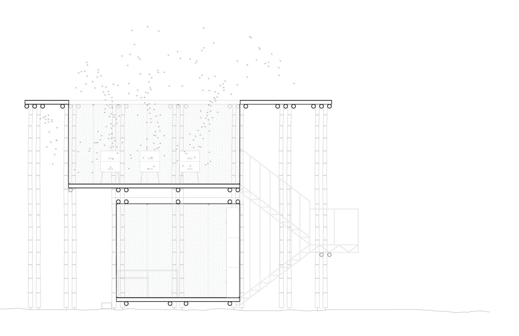 Section A. Urban Apiary by Palafito Arquitectura.
