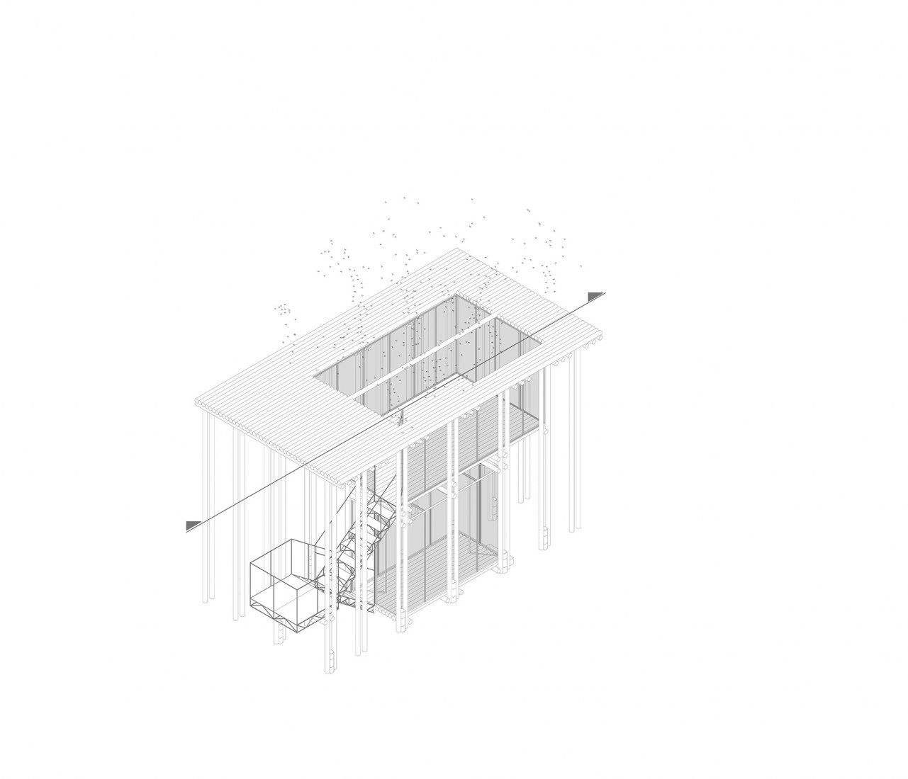 Axonometry. Urban Apiary by Palafito Arquitectura.