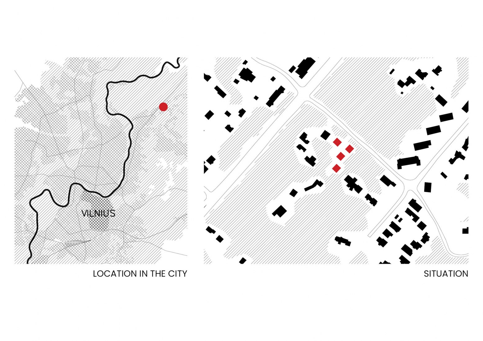 Situation plan. Pasaku st. houses by Paleko architektų studija.