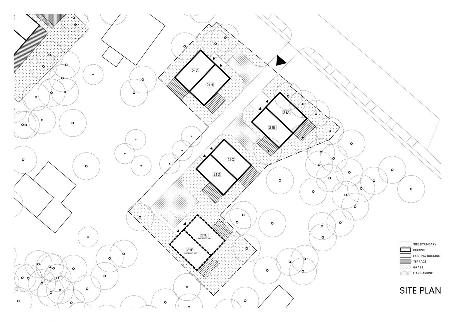 Site plan. Pasaku st. houses by Paleko architektų studija.