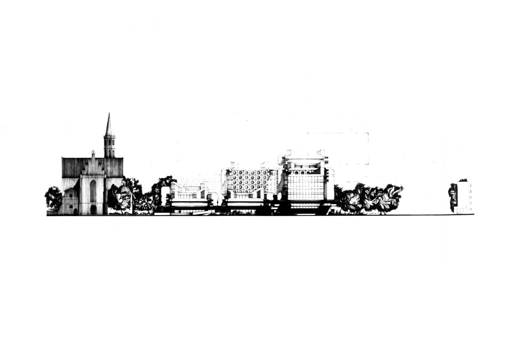 Hotel and Commercial Complex in Dzierzynski Square (1972). Elevation.