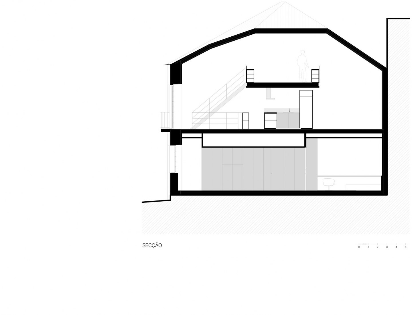 Sección. Casa dos Oleiros por Paulo Martins Arquitecto.