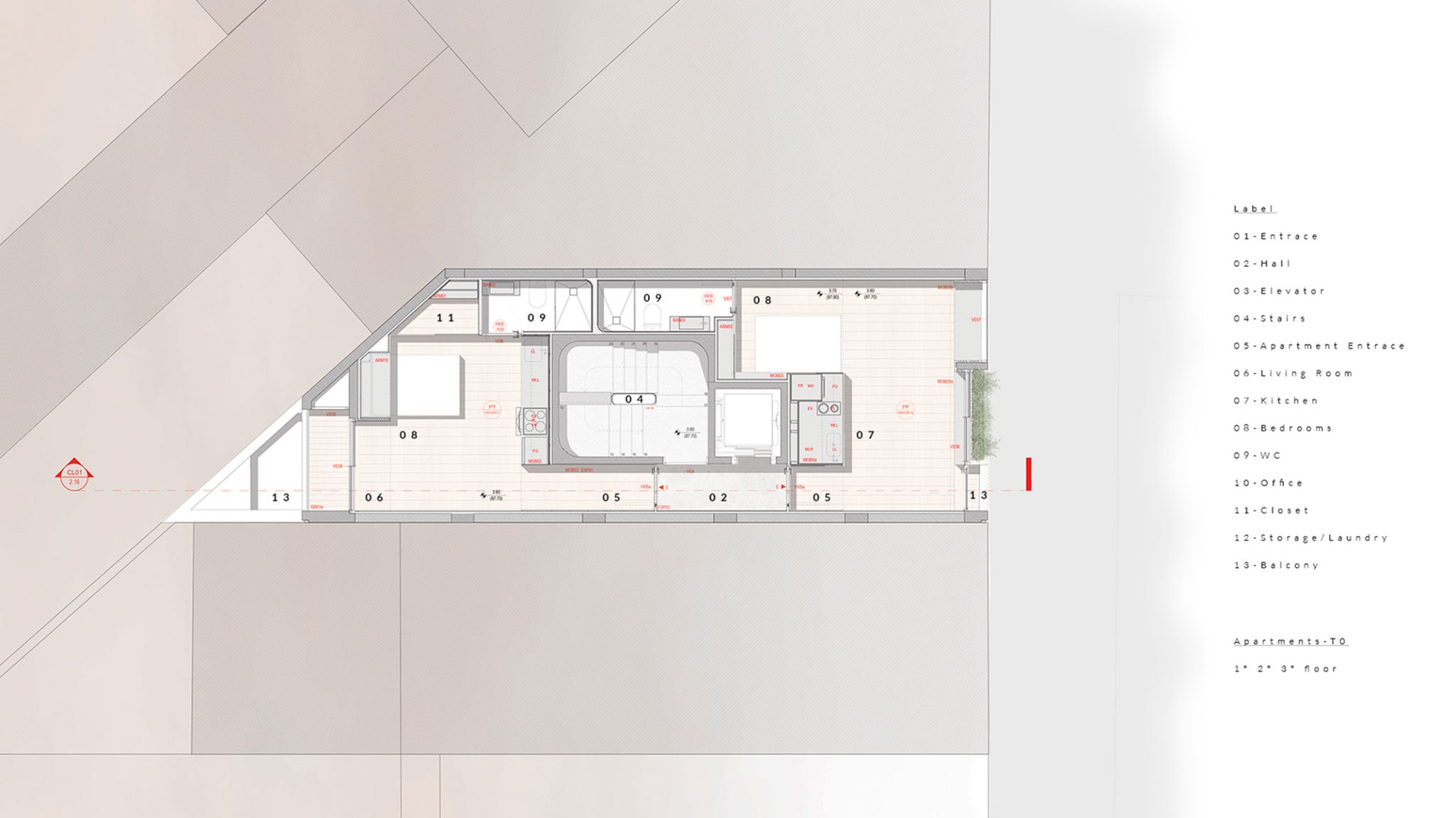 First to third floor plan. Boavista 339 by PAULO MERLINI architects.