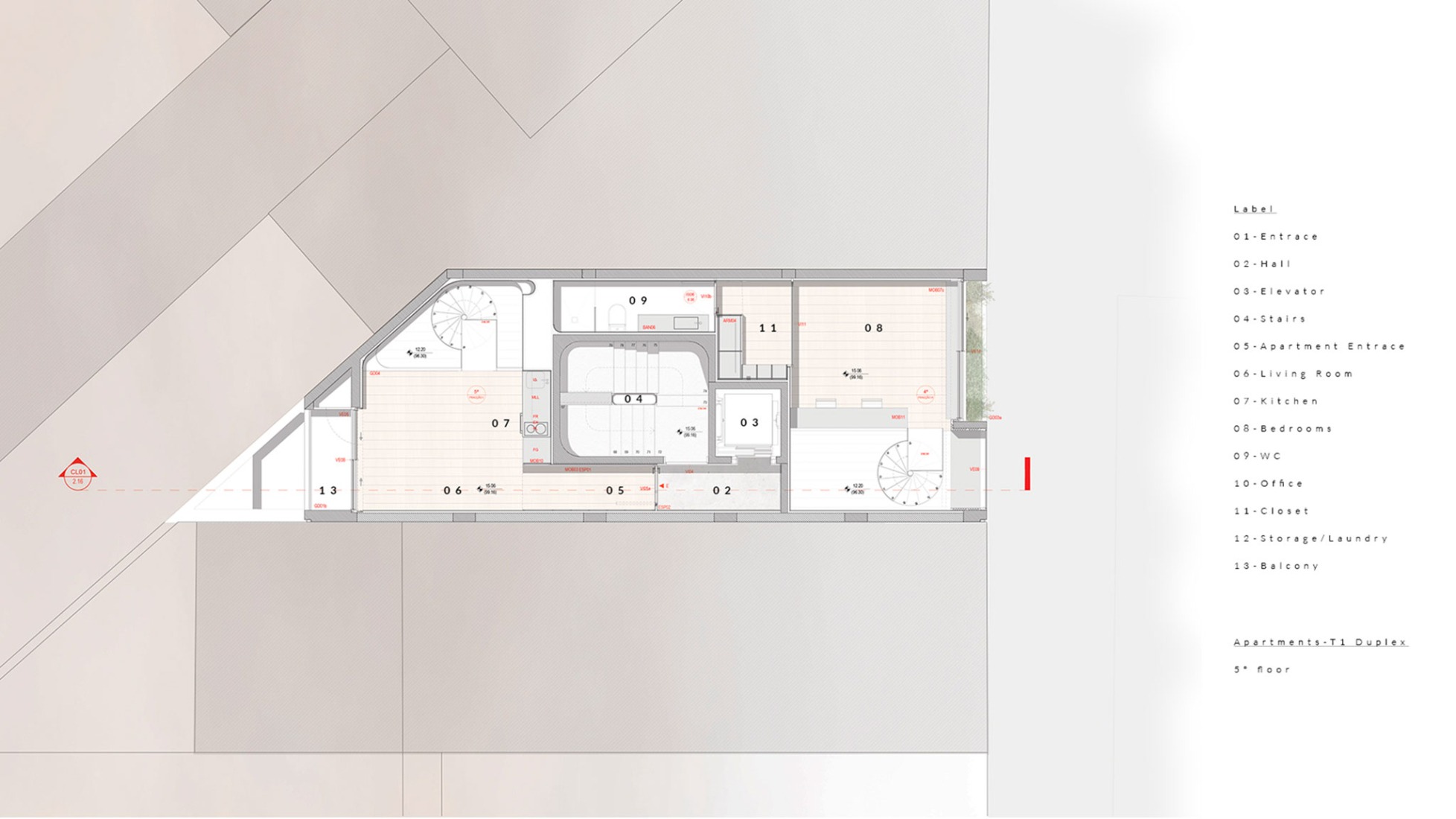 Fifth floor plan. Boavista 339 by PAULO MERLINI architects.