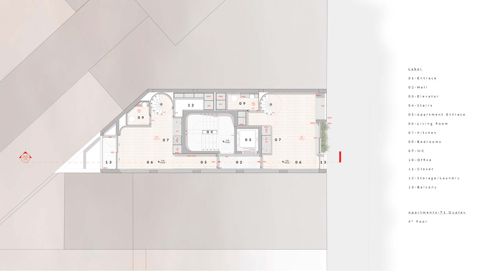 Sixth floor plan. Boavista 339 by PAULO MERLINI architects.