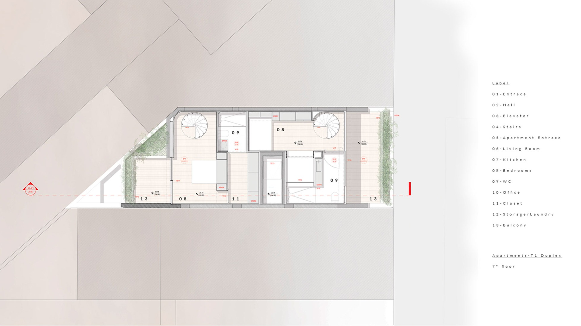 Seventh floor plan. Boavista 339 by PAULO MERLINI architects.