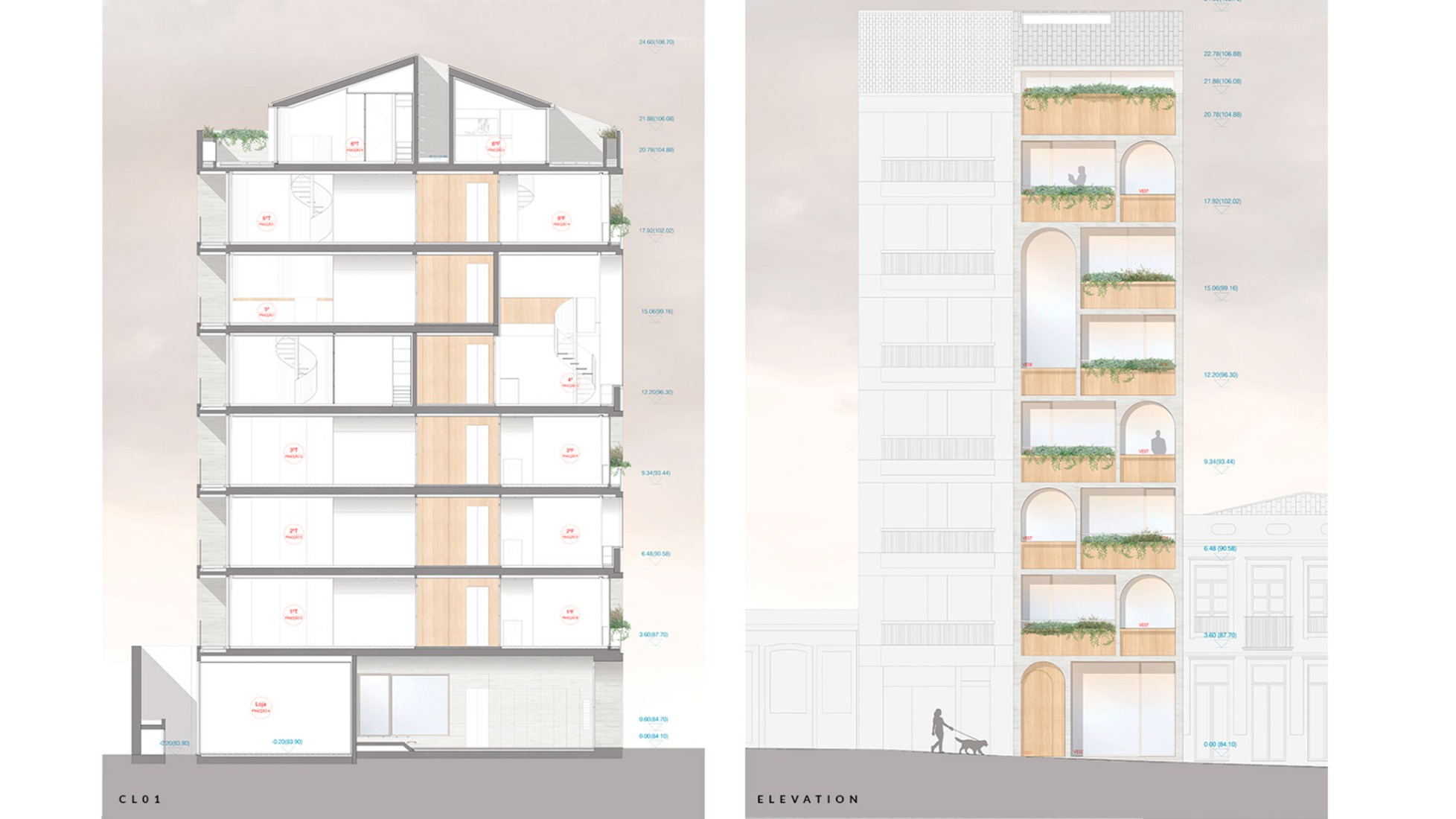Section and elevation. Boavista 339 by PAULO MERLINI architects.