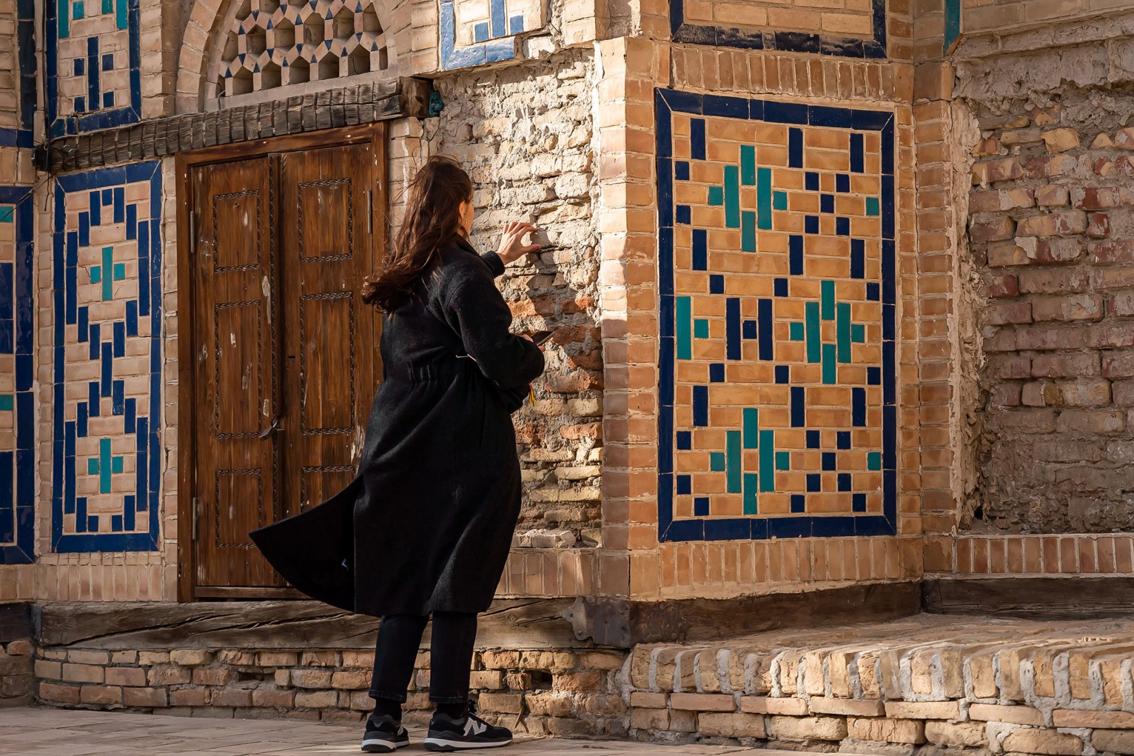 Curator Sophia Bengebara in Khiva. Pavilion of the Republic of Uzbekistan at Venice Biennale 2023. Image courtesy of ACDF. Photograph by Vyacheslav Pak.