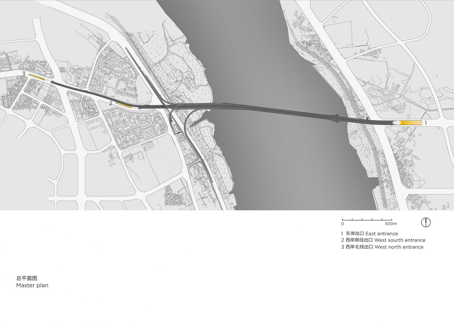 Master plan. Wenming East Tunnel Entrances by Penda China.