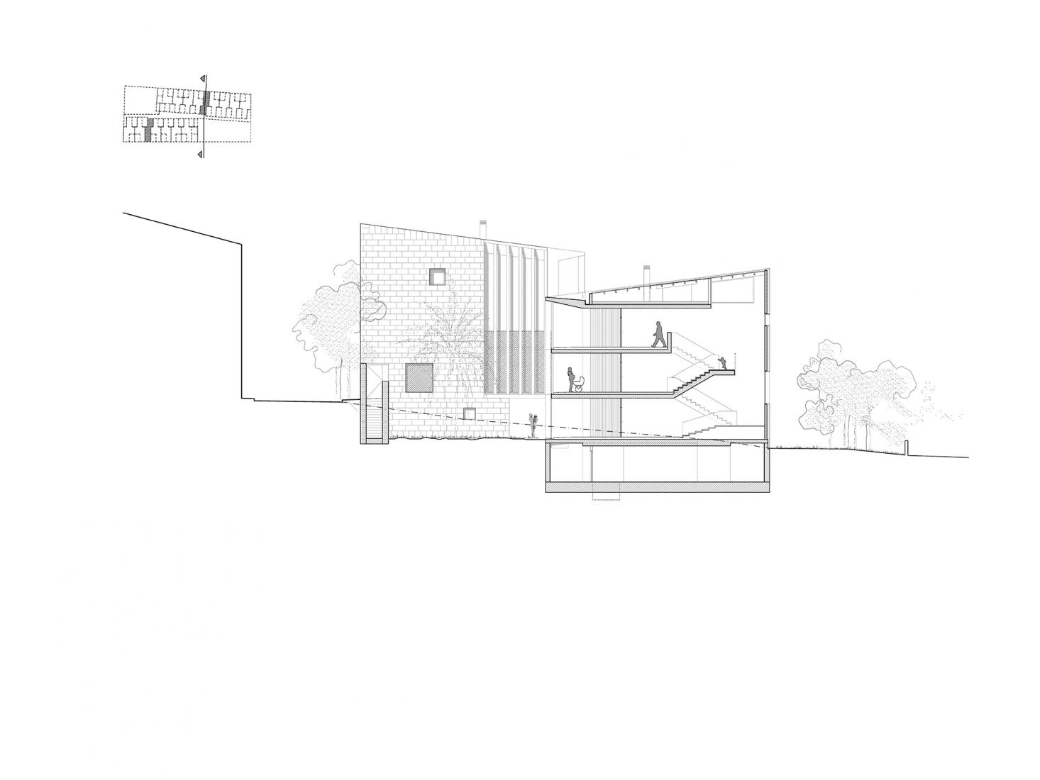 Section. LIVING IN LIME - 42 social housing in Son Servera by Peris + Toral Arquitectes.