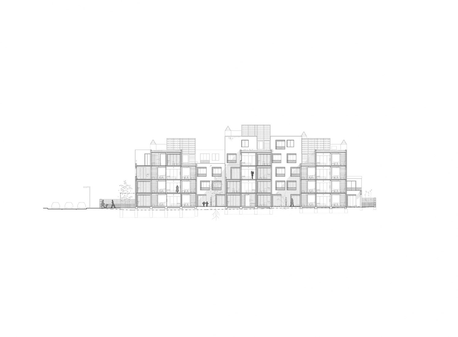 Section. Social Housing in Ibiza by Peris+Toral Arquitectes.