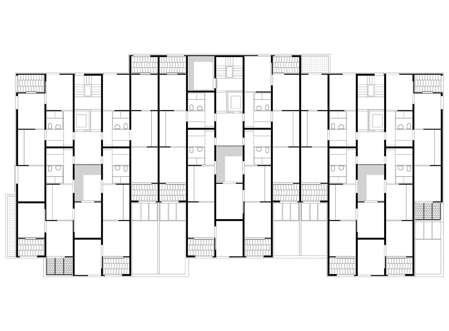 First floor plan. Social Housing in Ibiza by Peris+Toral Arquitectes.