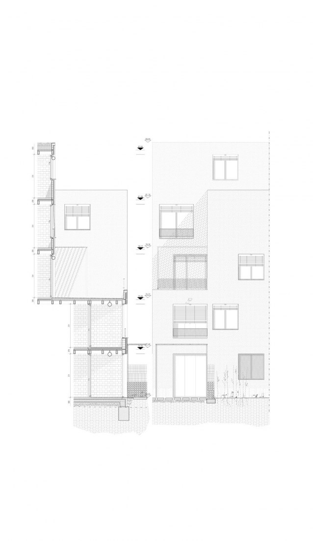 Façade constructive section. Social Housing in Ibiza by Peris+Toral Arquitectes.