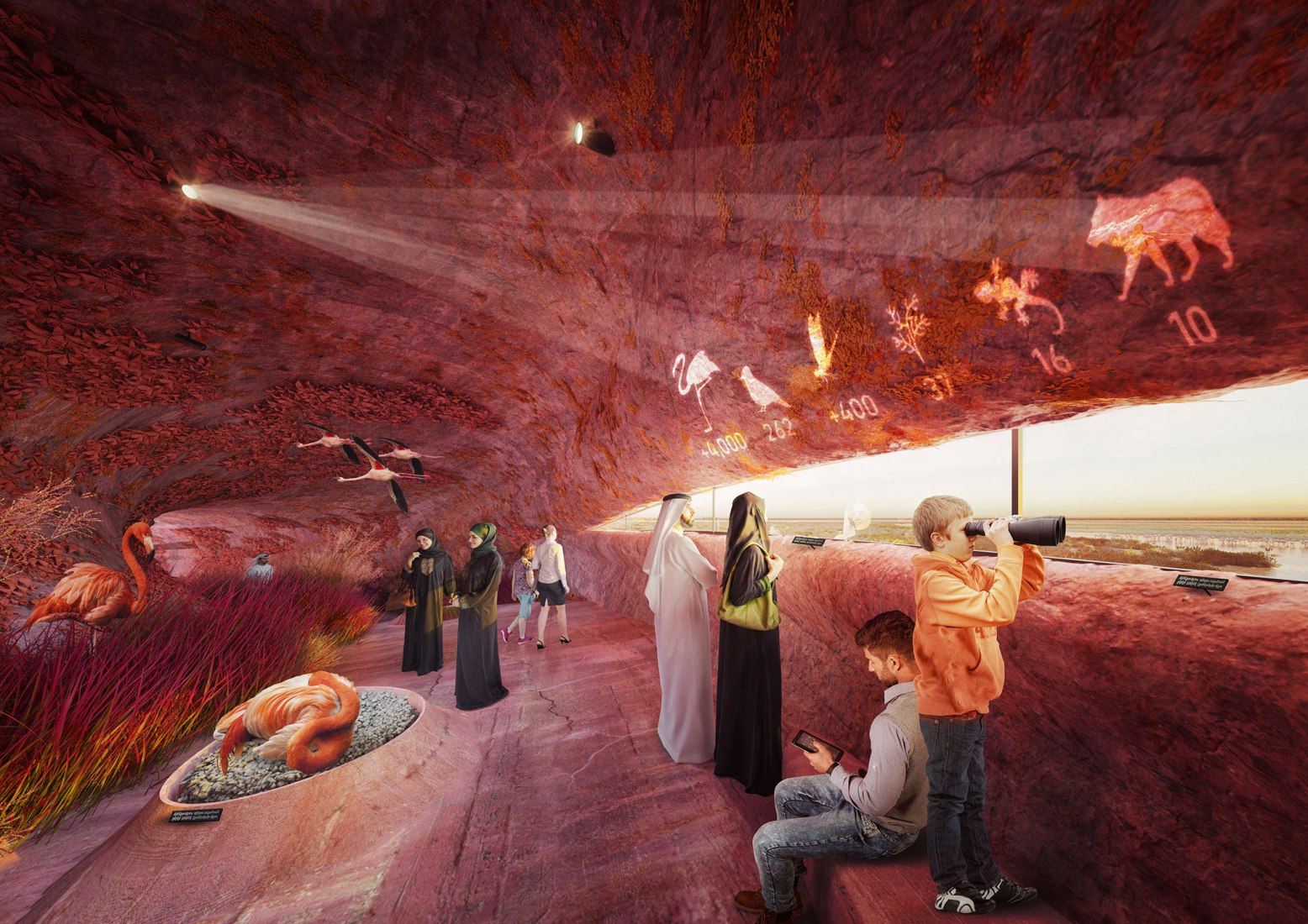Visualización. Centro de visitantes de Flamingos de Abu Dhabi por Petr Janda. Imagen por Mykhaylo Slyusar | SDAR