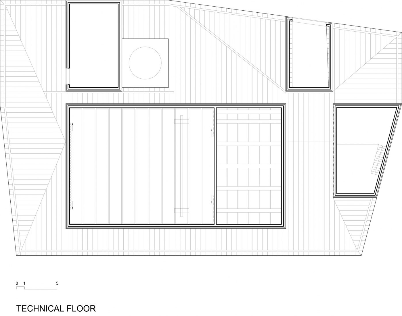 Technical plan. Pierres Blanches Cultural center by RAUM architects.
