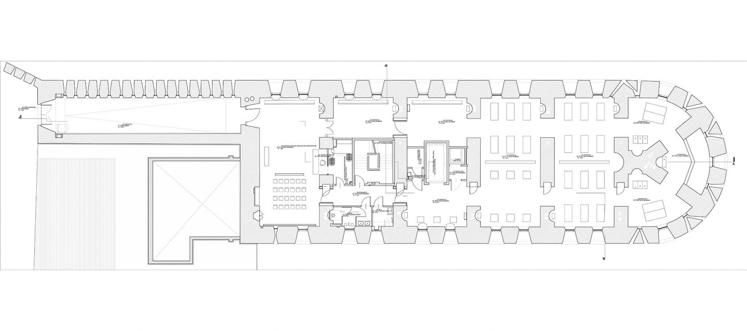 Access floor plan. Museum building. Katyń Museum by BBGK Architekci.