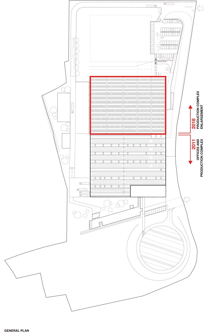 Plano general. PRATIC 2.0, Ampliación del complejo industrial por Geza.