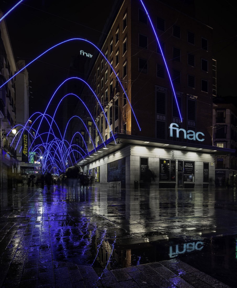 View to Callao. Preciados St Lighting by Sergio Sebastián. Photograph © Irene Ruiz